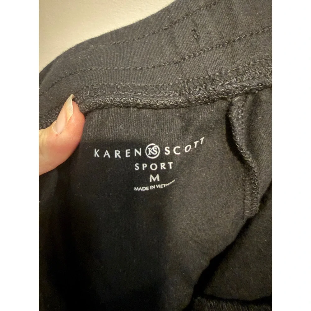 Karen Scott Sport Womens Black Drawstring Elastic Waist Skort Size M Pockets